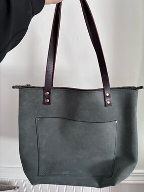 Portland Leather Goods Storm Tote Bag with Brown Handles